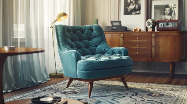 fauteuil bleu canard