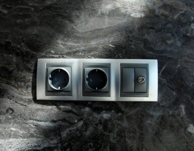 Electrical sockets on the marble wall