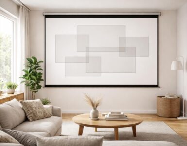 découvrez comment aménager votre salon en testant la taille des cadres directement sur un écran de projection pour un rendu optimal et harmonieux.