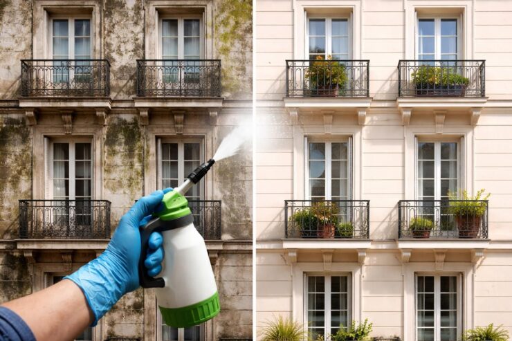 découvrez le produit miracle pour nettoyer vos façades efficacement, éliminant toutes les taches et redonnant à votre maison un éclat impeccable.