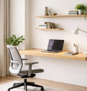 découvrez les avantages d'un plan de travail fixé au mur pour optimiser l'espace et le confort de votre bureau à domicile.