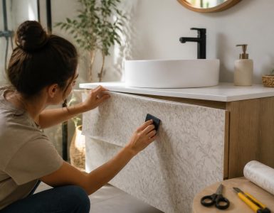 découvrez comment relooker facilement votre meuble de salle de bain avec des adhésifs diy simples et rapides pour un nouveau look tendance et personnalisé.